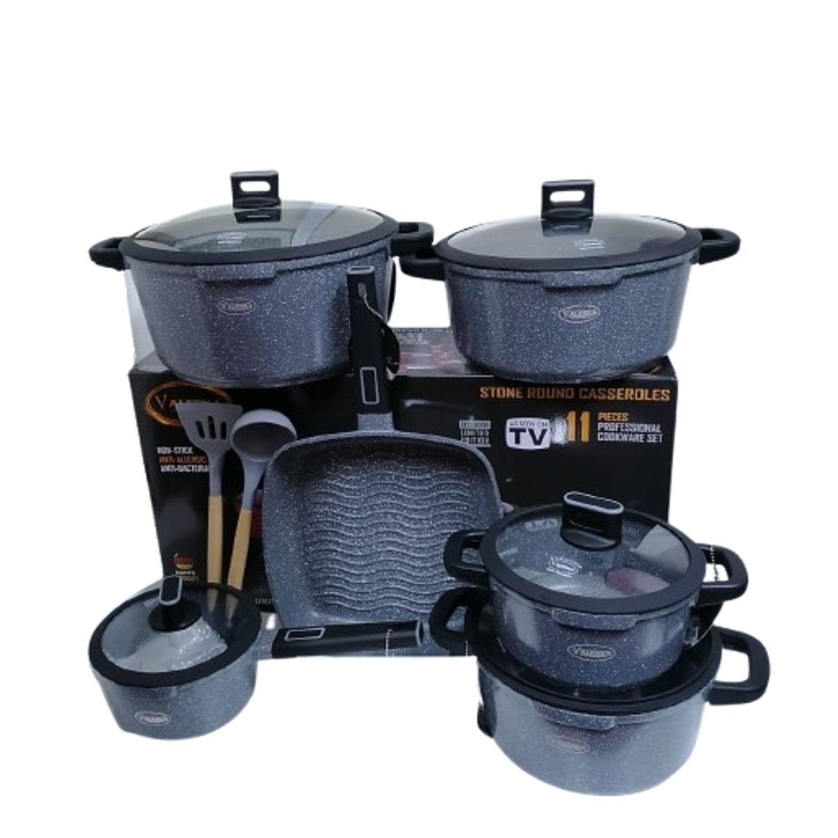 VALESKA - JUEGO DE OLLAS ROCA VOLCANICA  VALESKA 11 PZ