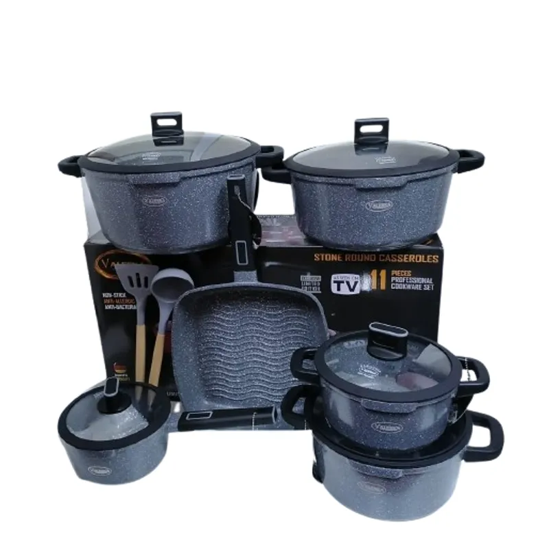 VALESKA - JUEGO DE OLLAS ROCA VOLCANICA  VALESKA 11 PZ