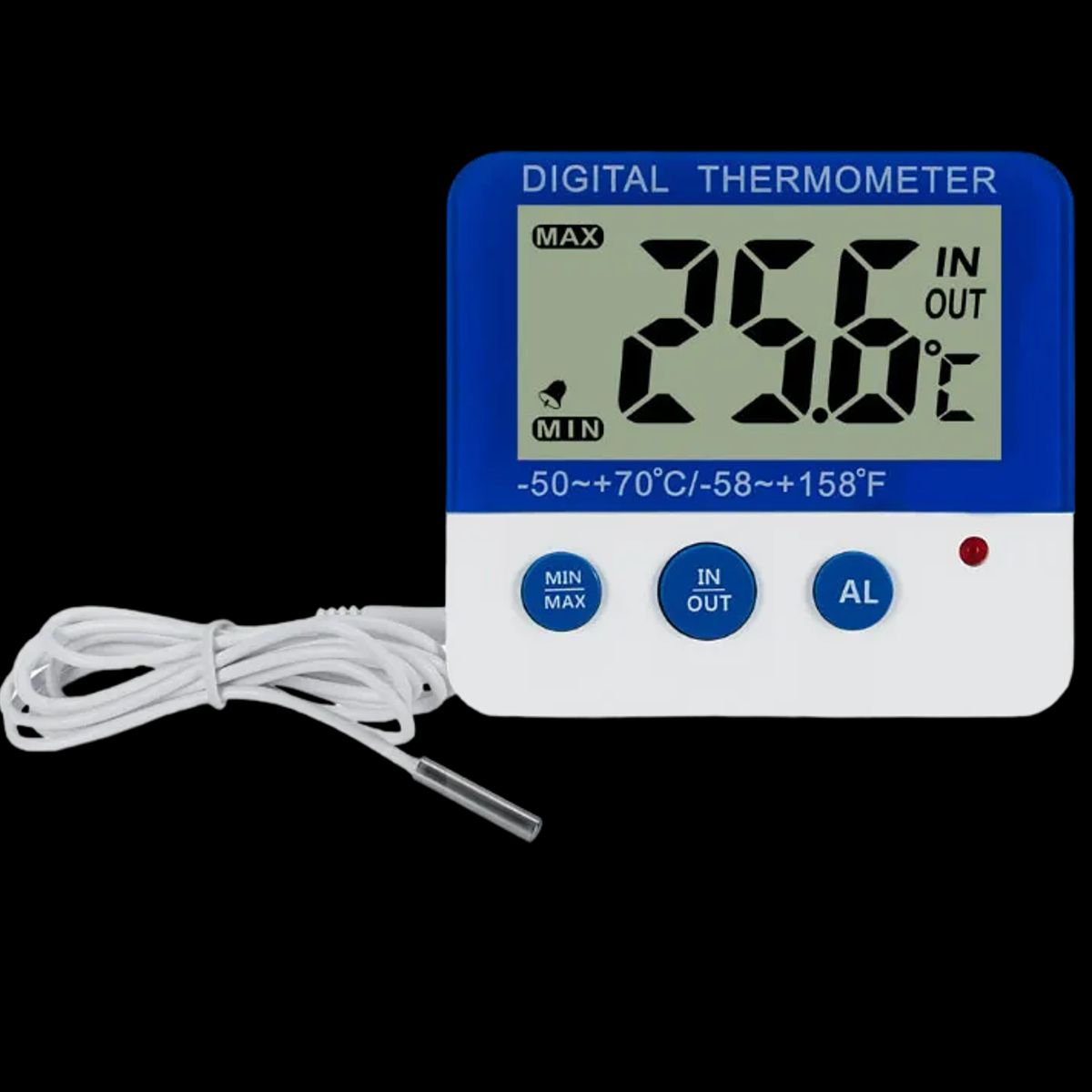 GENERICO - Termómetro Digital Con Sonda y Alarma de Alta y Baja Temperatura