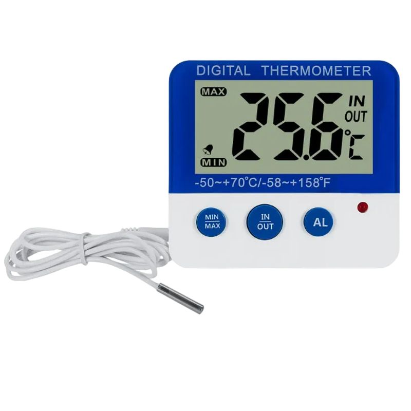 GENERICO - Termómetro Digital Con Sonda y Alarma de Alta y Baja Temperatura