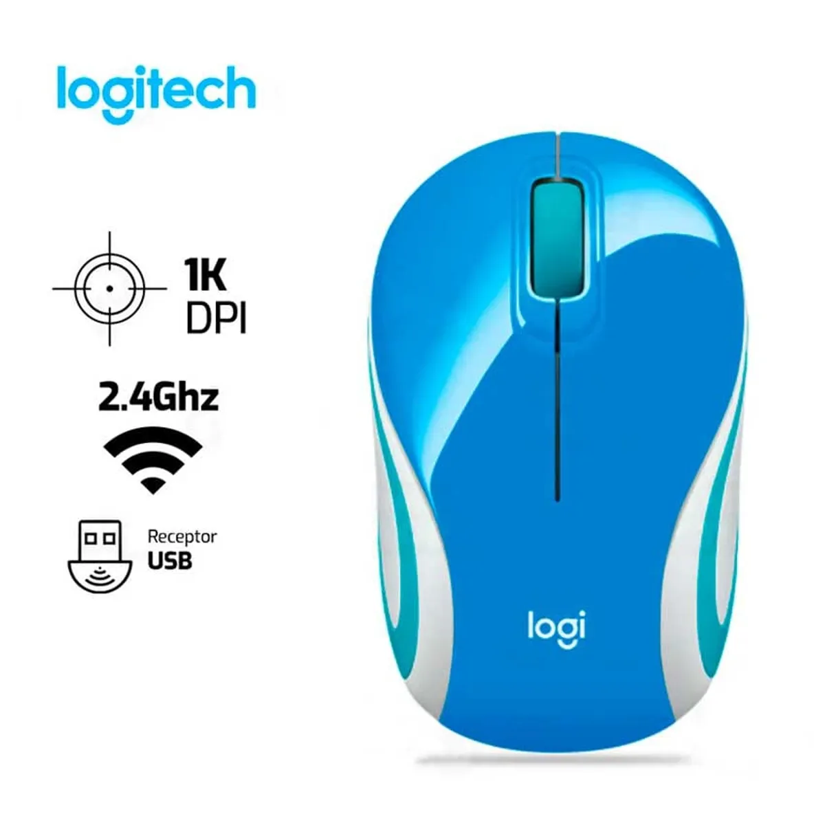 LOGITECH - Mouse LOGITECH M187 Inalambrico 1,000 DPI Azul