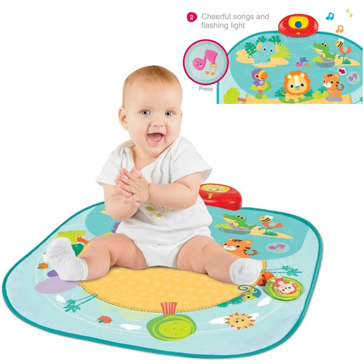 WINFUN - Gimnasio de Bebé Alfombra Musical Jungle Friends