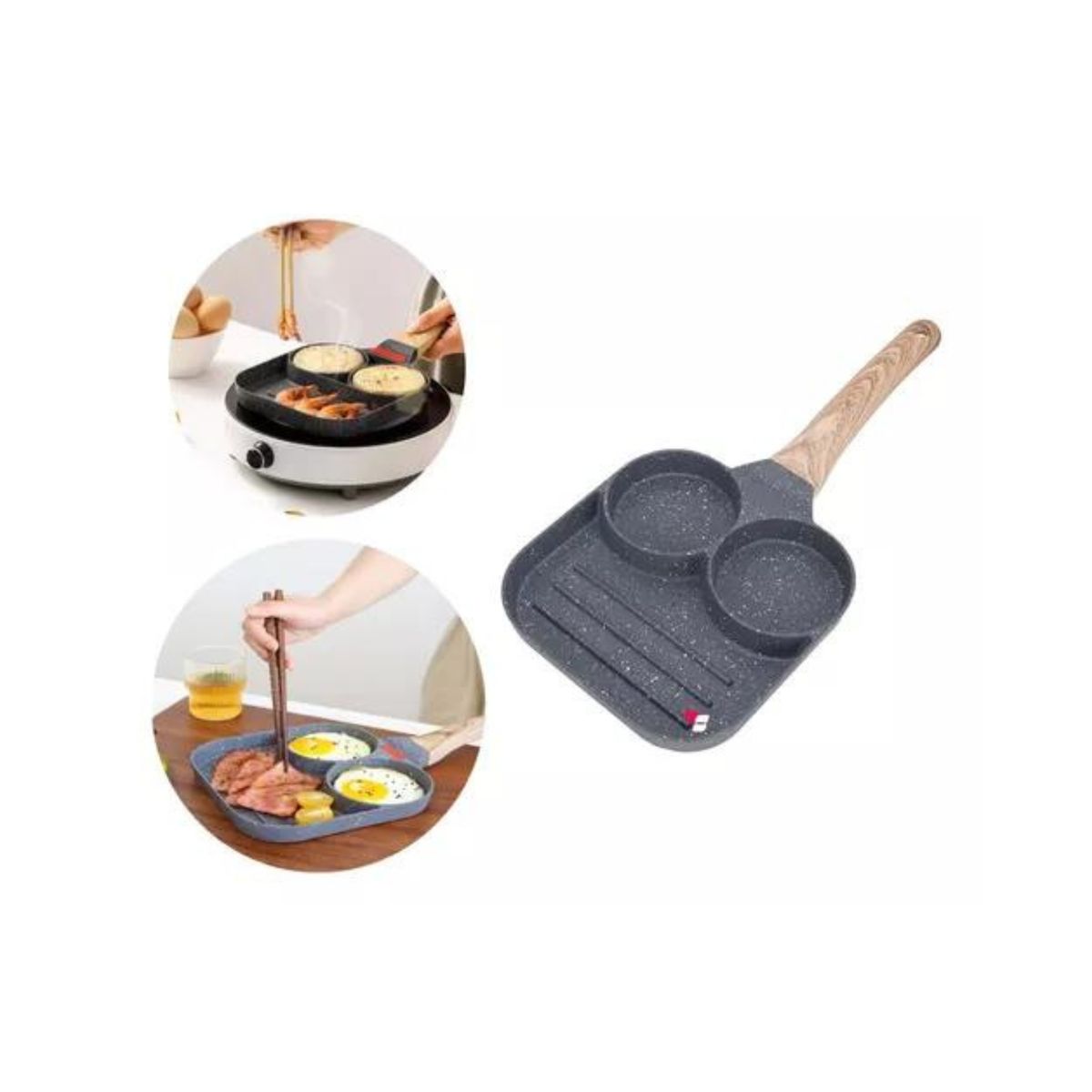 GENERICO - Sarten Antiadherente de 3 Divisiones