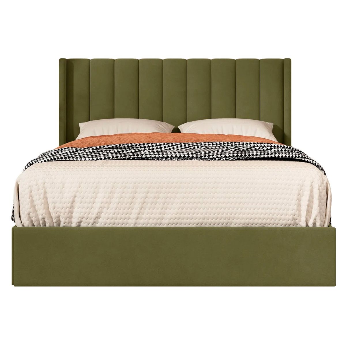 GENERICO - Cama Tapizada Listón Pistacho 2 Plazas