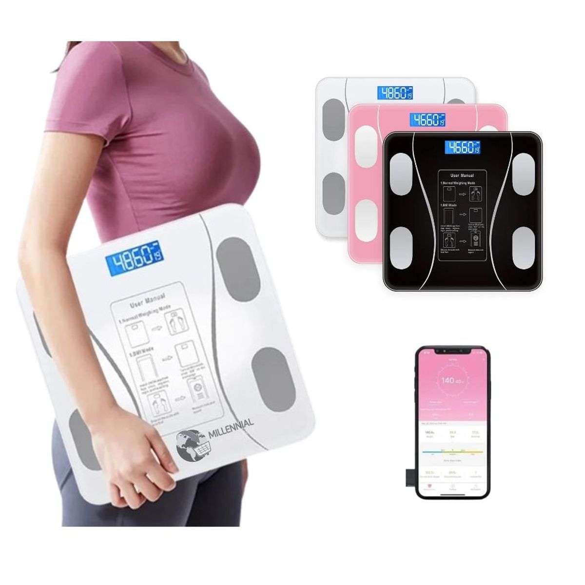 GENERICO - Balanza Digital Smart Bluetooth 180 kg