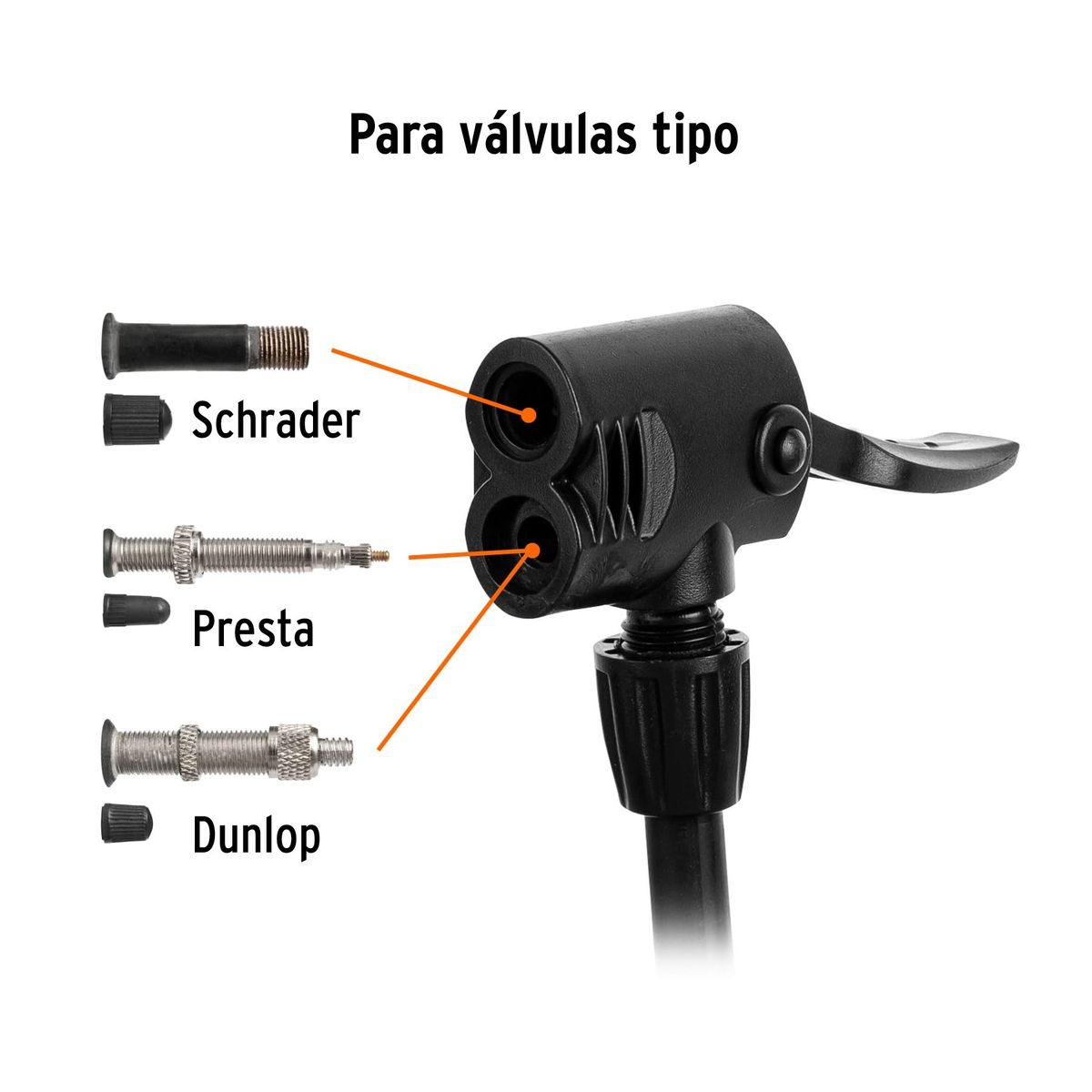 TRUPER - Inflador de Pedal para bicicleta pelota 60 PSI