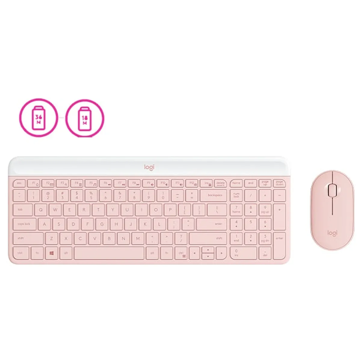LOGITECH - Kit Logitech MK470 Slim Teclado Y Mouse  Rosa