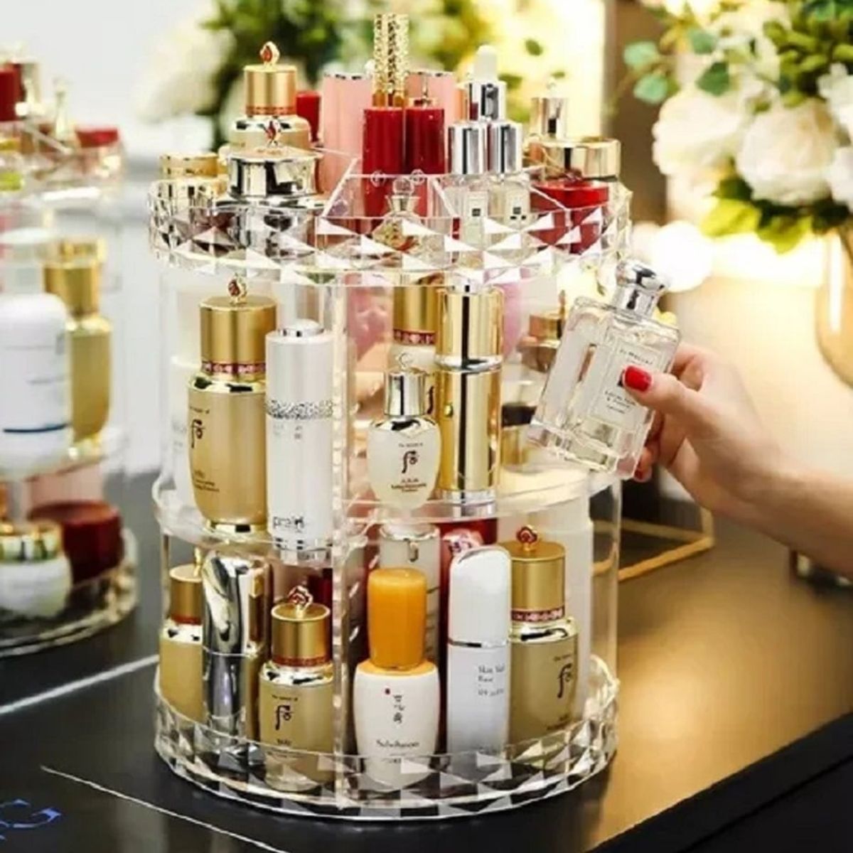 GENERICO - Organizador de Maquillaje Acrílico Giratorio 360 Grados