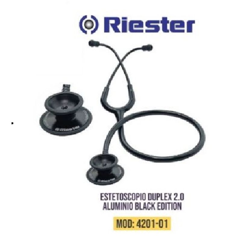 RIESTER - Estetoscopio Duplex Aluminio Black Edition Riester + ESTUCHE