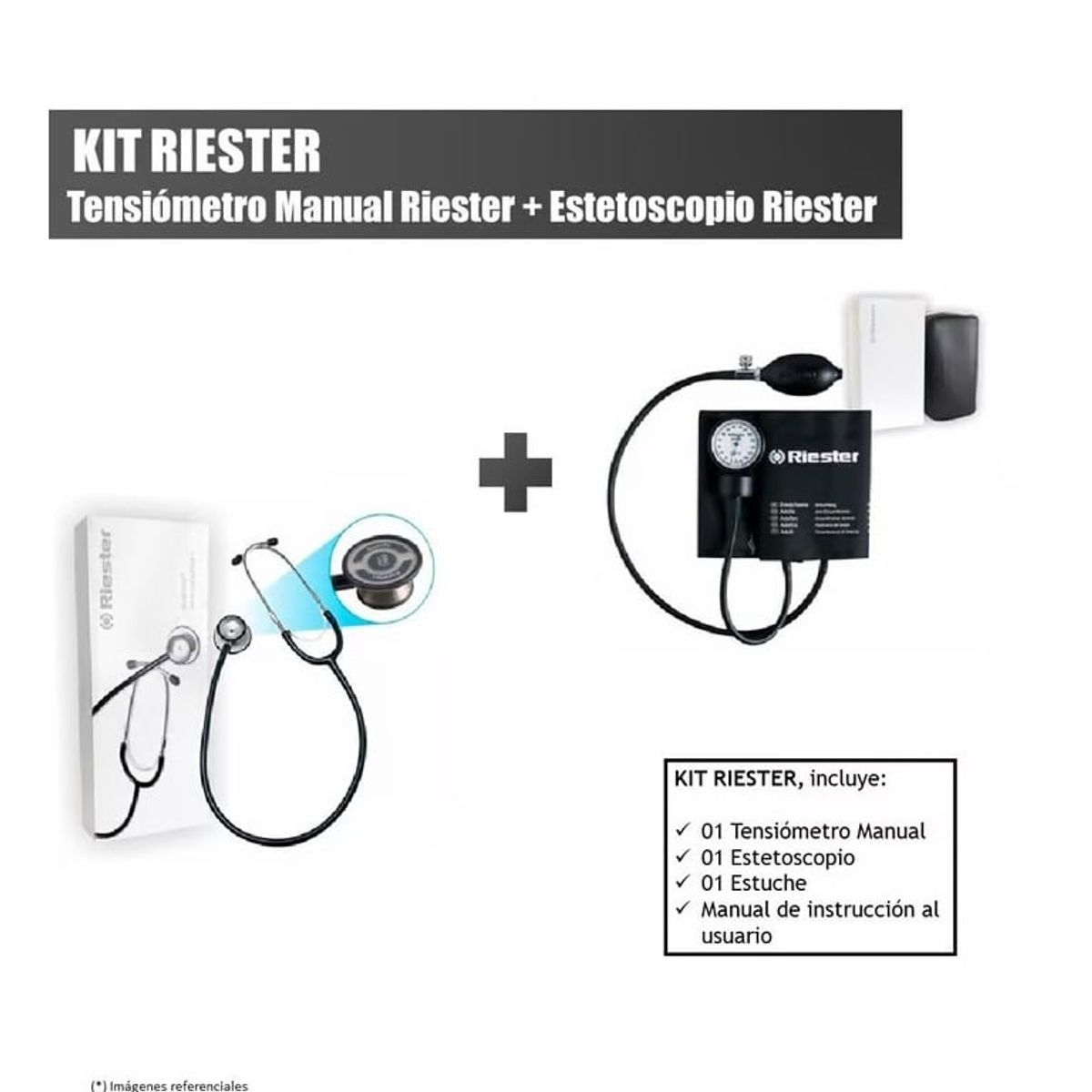 RIESTER - TENSIOMETRO MANUAL Y ESTETOSCOPIO - RIESTER NEGRO