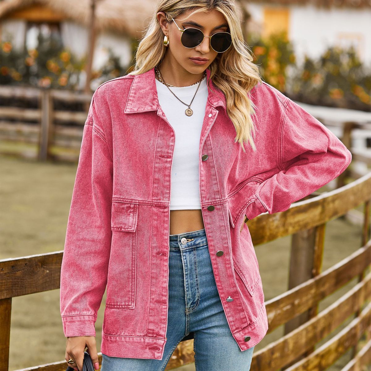 BLWOENS - Chaqueta de mujer MF2100-Rosa