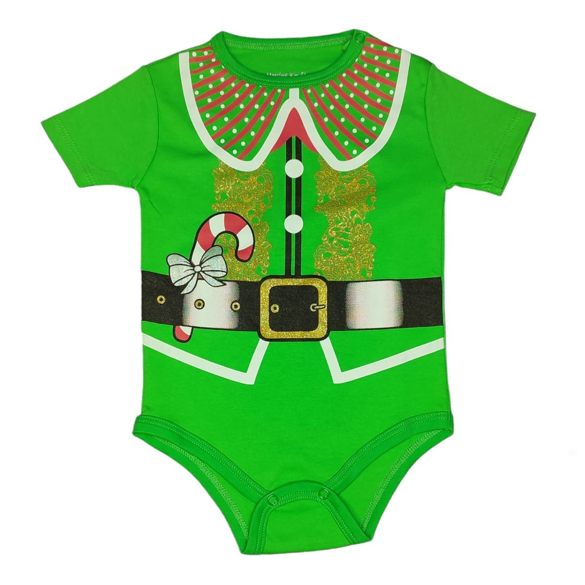 GENERICO - Body Navideño Arlequin Verde de Algodón Pima Navidad