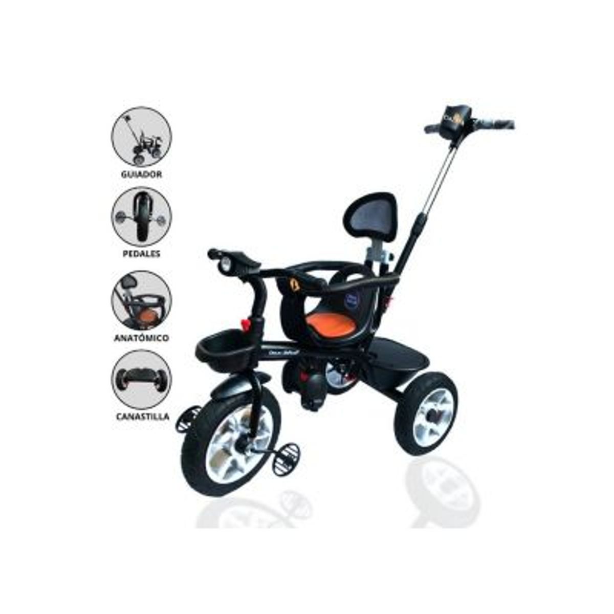 DOUX BEBE - Triciclo Guiador DOUX BEBÉ «RUOTA» BLACK