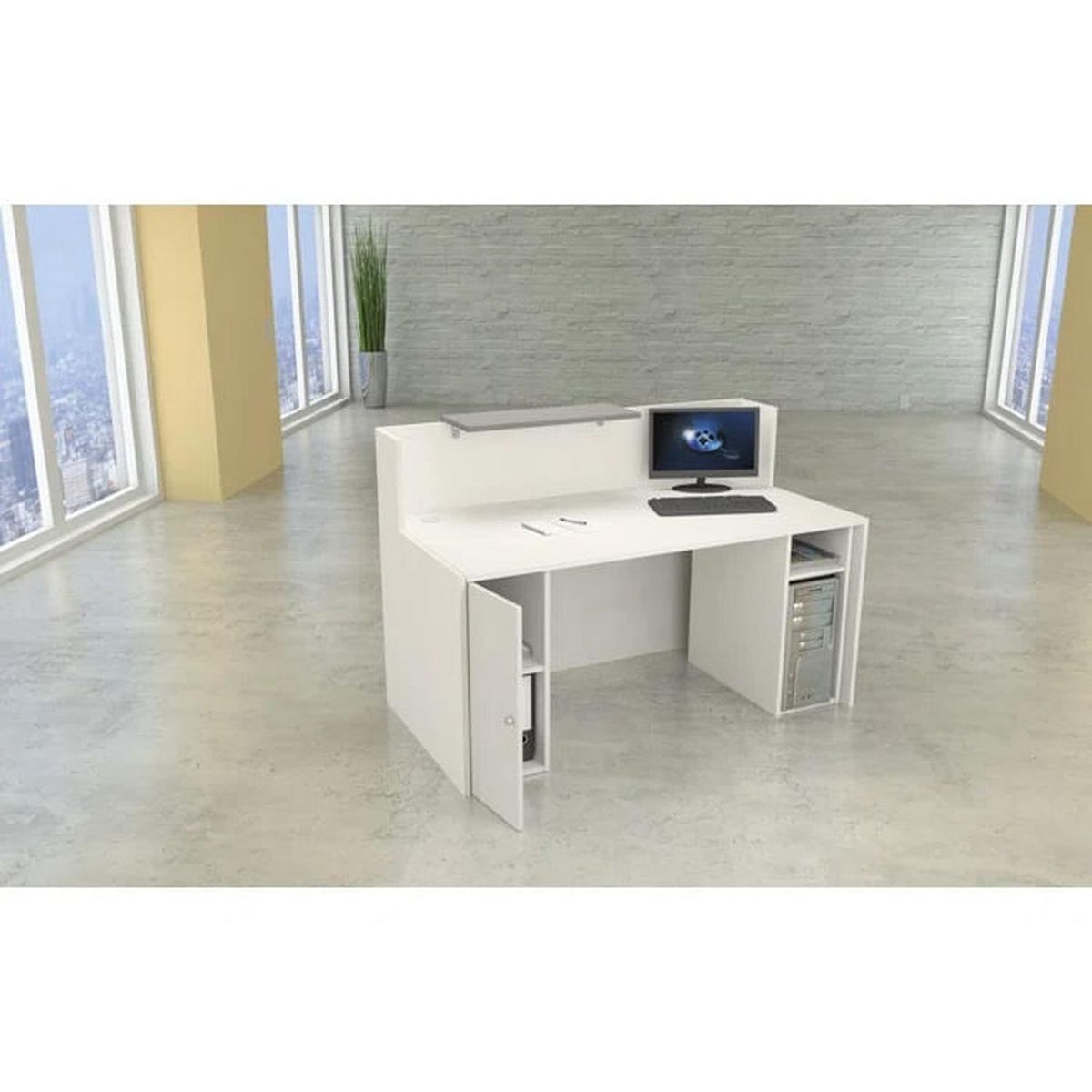 MUEBLES CRISOSTOMO - Counter de Recepción Moderno Plomo 160cm