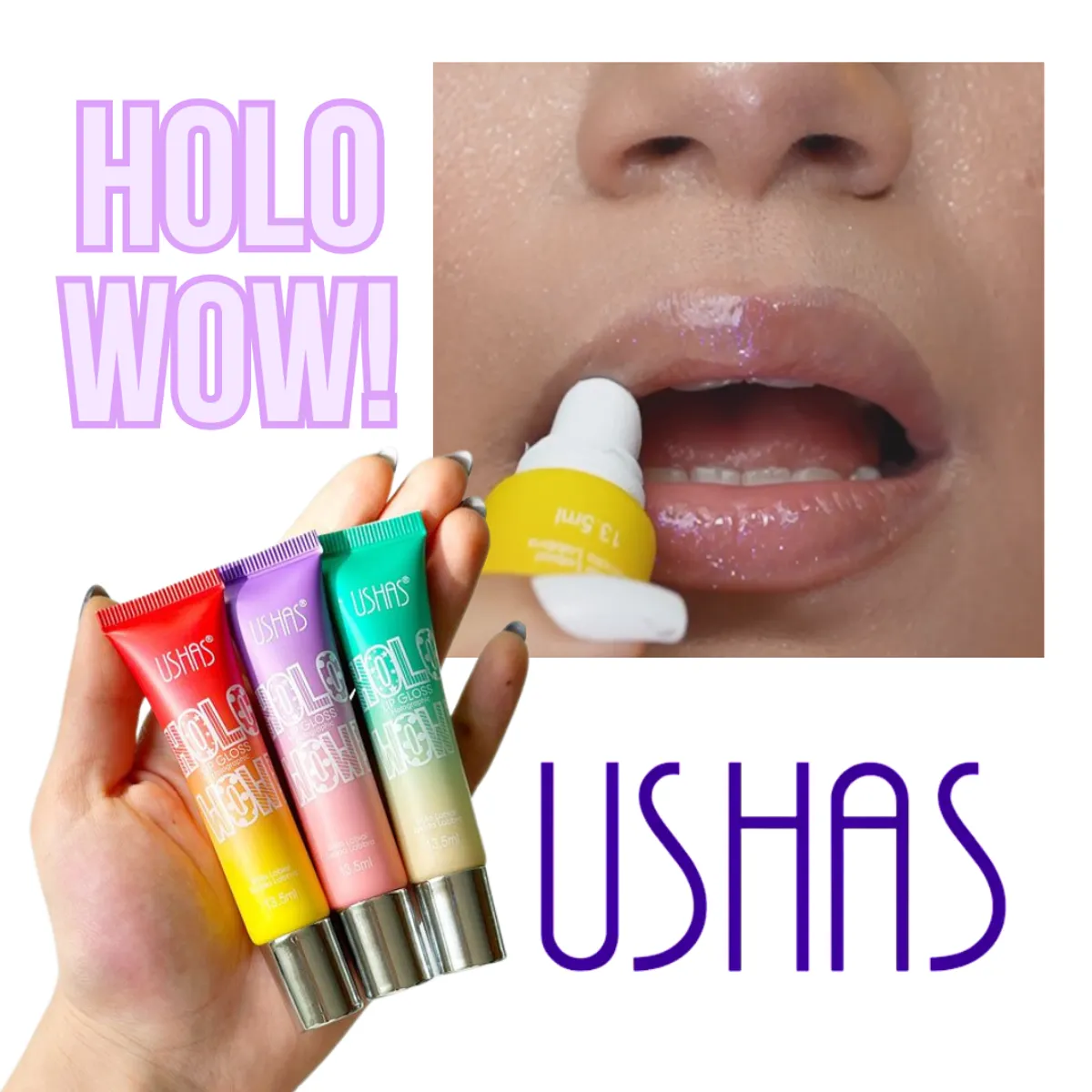 GENERICO - Lipgloss Brillo Labial Destellos Holograficos Ushas