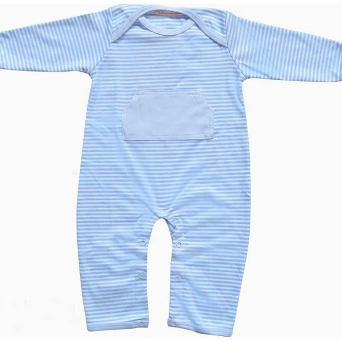 GENERICO - Enterizo Para Bebe a Rayas Celeste de Algodón Pima