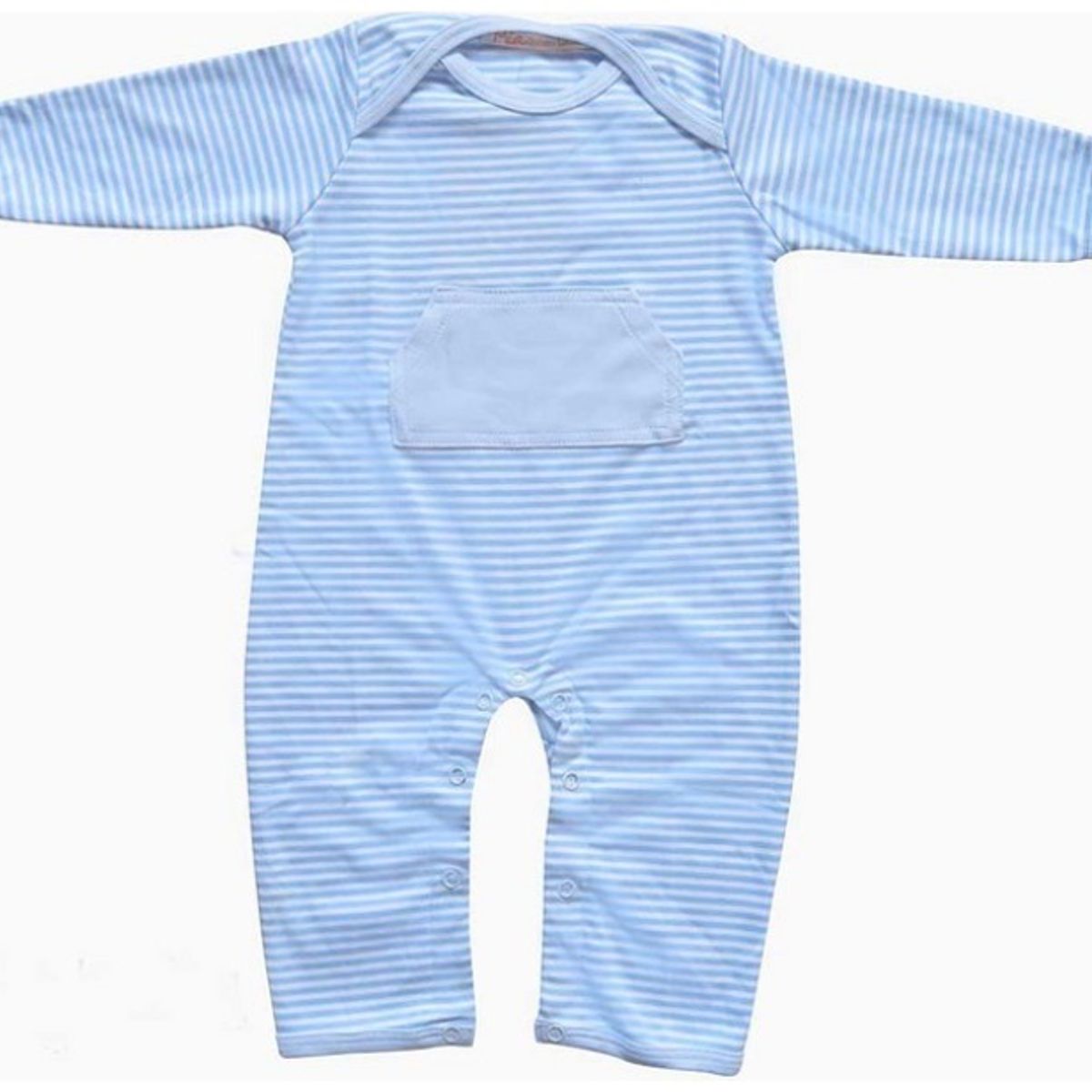 GENERICO - Enterizo Para Bebe a Rayas Celeste de Algodón Pima