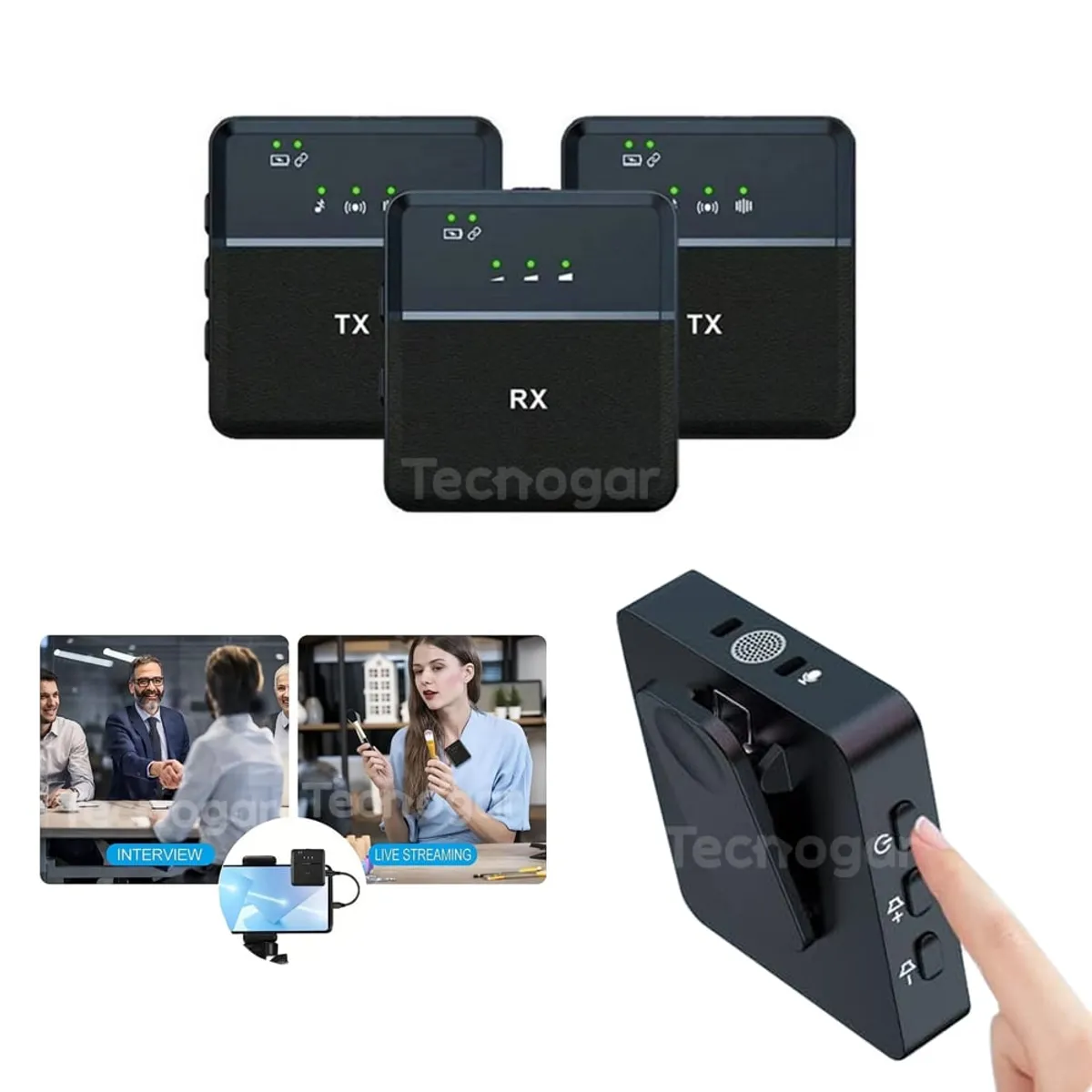 GENERICO - Micrófonos Inalámbricos Solapero Tipo C X2 con Retorno de Audio SX9