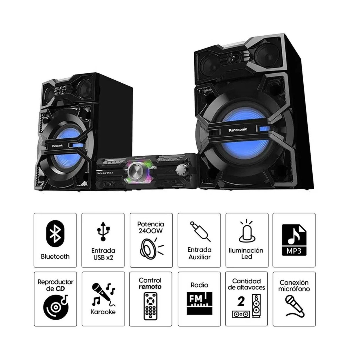 PANASONIC - Minicomponente Panasonic SC-MAX3600PU 2400Watts Nuevo Modelo - Negro