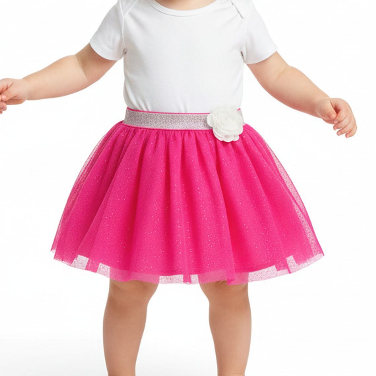 GENERICO - Falda FUCSIA Para bebé y Niña Escarchada