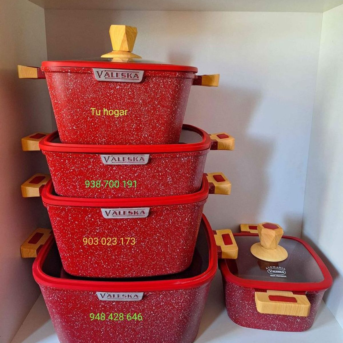 VALESKA - JUEGO DE OLLAS ROCA VOLCANICA VALESKA ROJO - 10 PZ