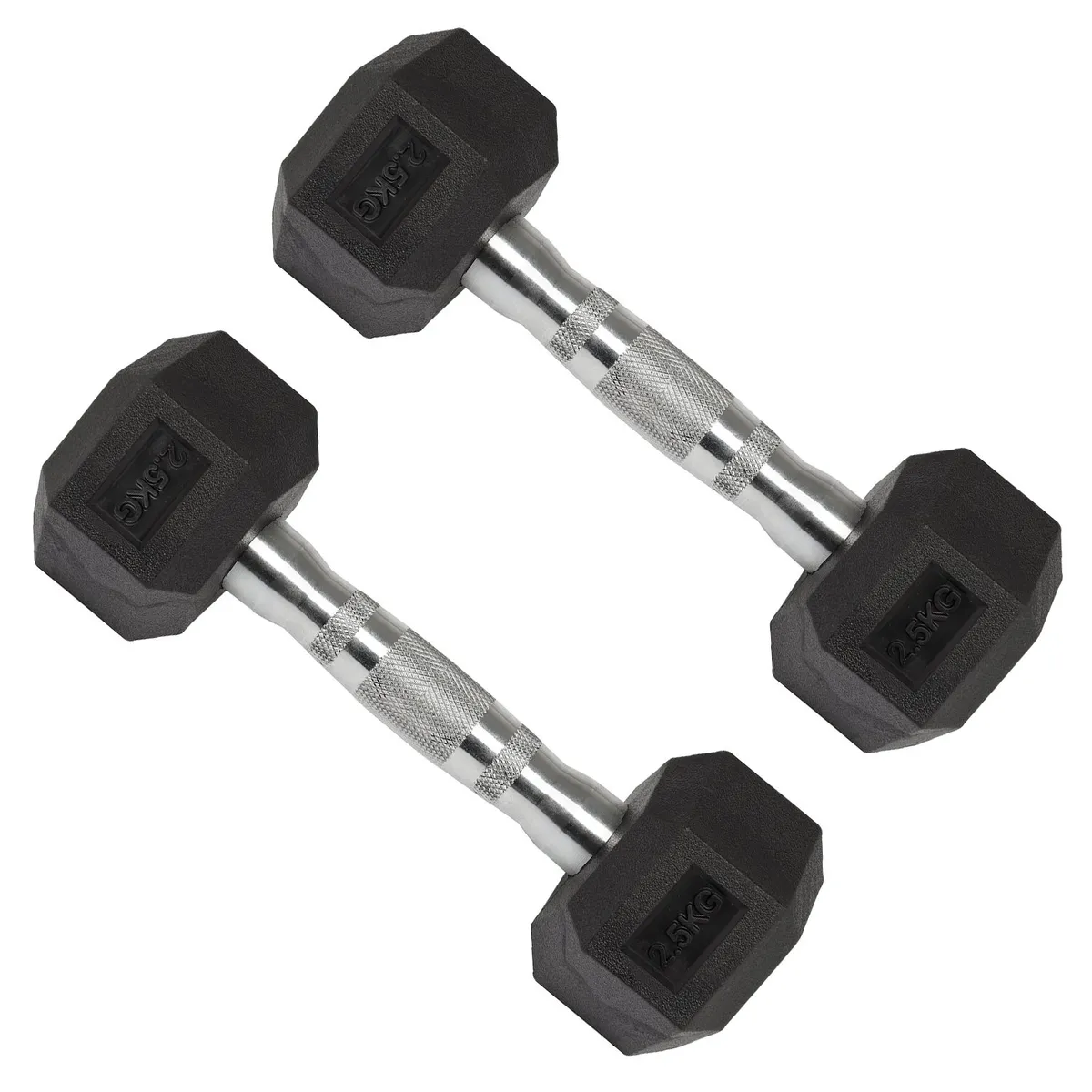 ATLETIS - Par de mancuernas hexagonal de caucho Atletis de 2,5 kg