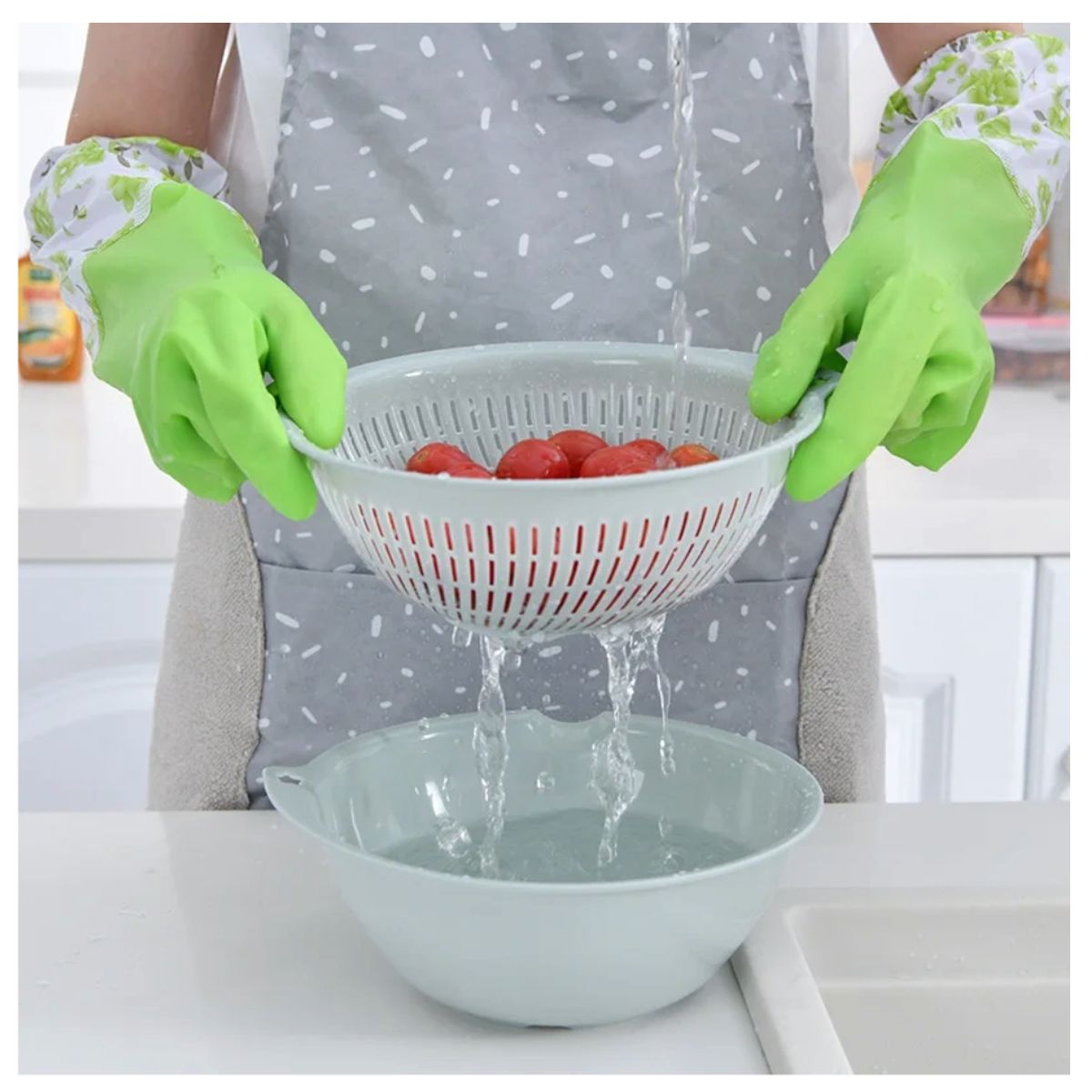 TODO FIT - Guantes de Silicona Multiusos Antideslizantes de Cocina y Limpieza Verde
