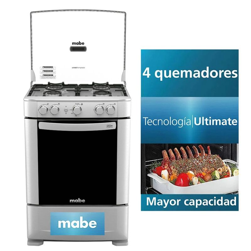 MABE - Cocina a Gas Mabe de 4 Hornillas CMP6035FX0 - Croma