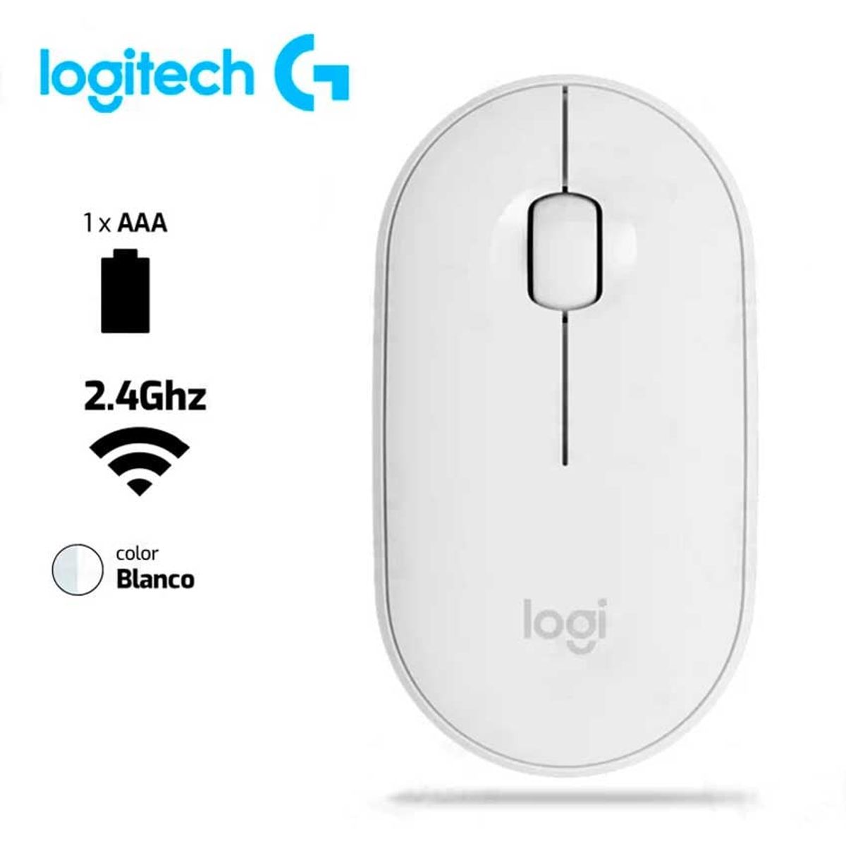 LOGITECH - Mouse LOGITECH M350 Pebble Bluetooth - Inalámbrico 1,000 Dpi Blanco