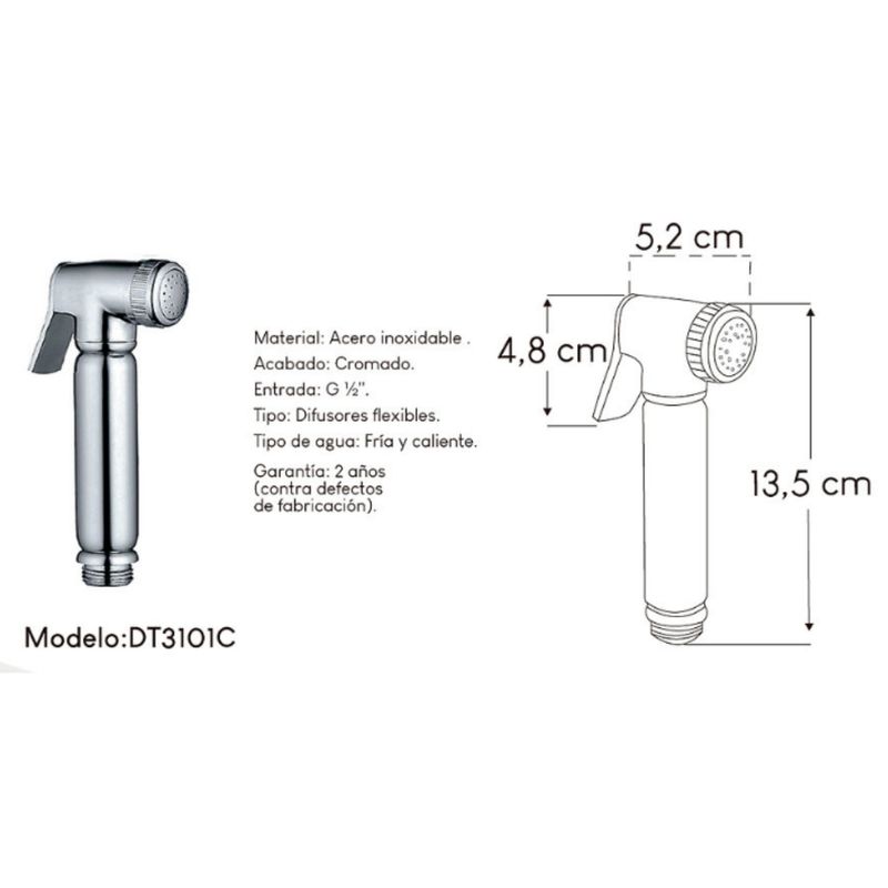 XM - Ducha Bidet para Agua Caliente-Fría Acero Inoxidable