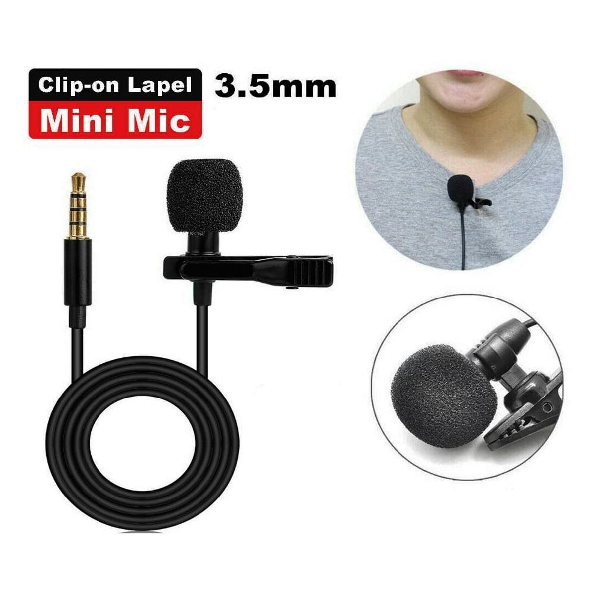 GENERICO - Micrófono Solapero Lavalier 3.5 mm para Celular y PC con Gancho