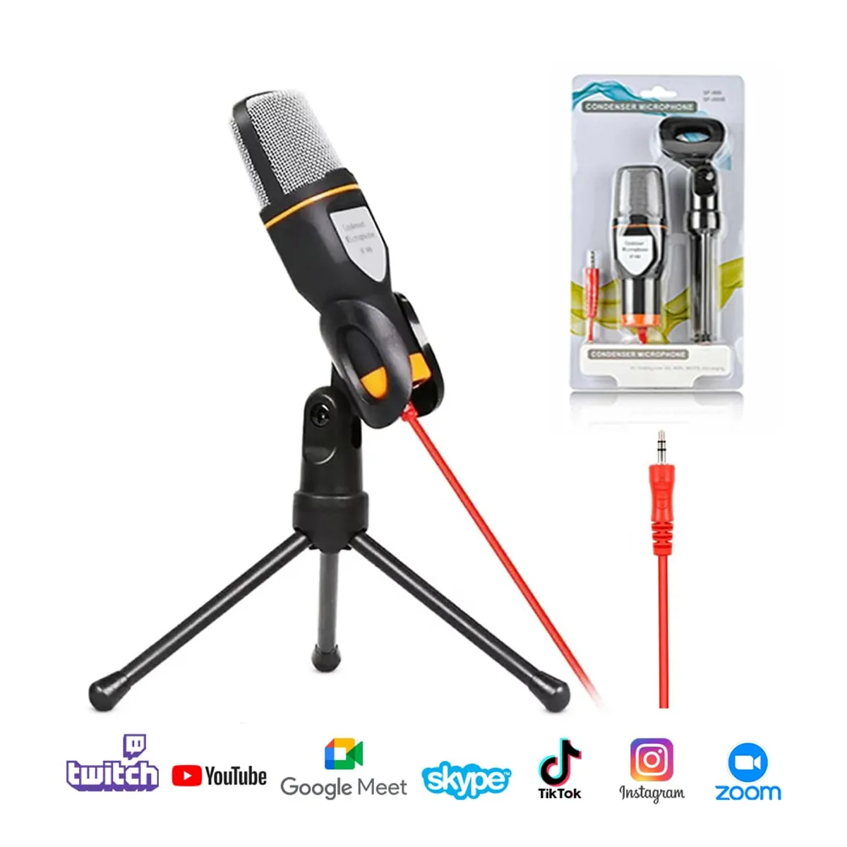 SEISA - Micrófono Condensador 3.5 mm para PC y Celulares con Minitripode