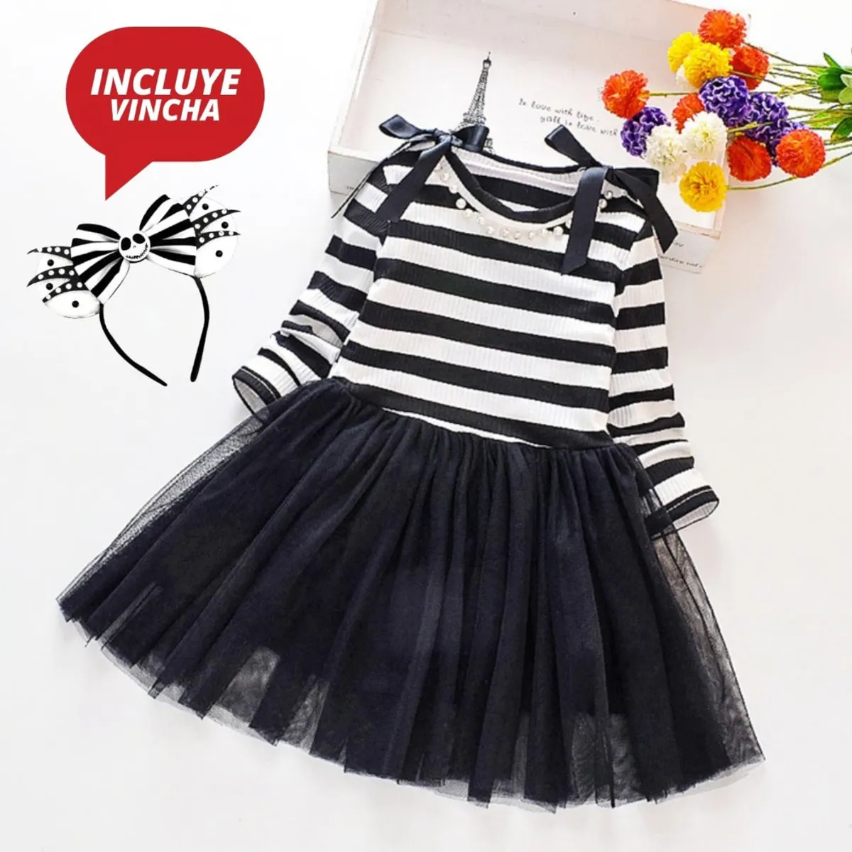 GENERICO - VESTIDO PARA NIÑA 2 PIEZAS  -INCLUYE VINCHA