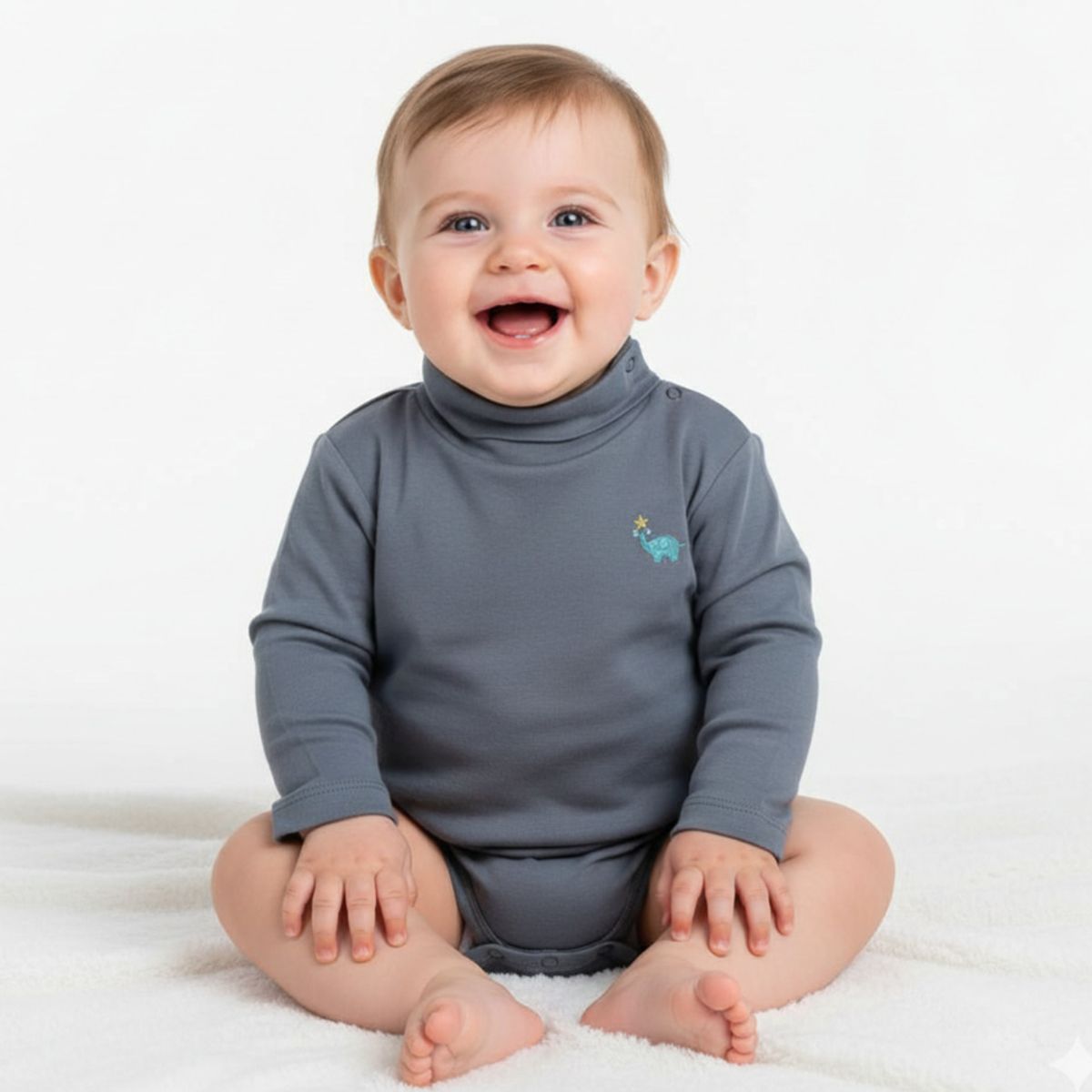 GENERICO - Body Cafarena Diseño Elefante Gris de Algodón Pima