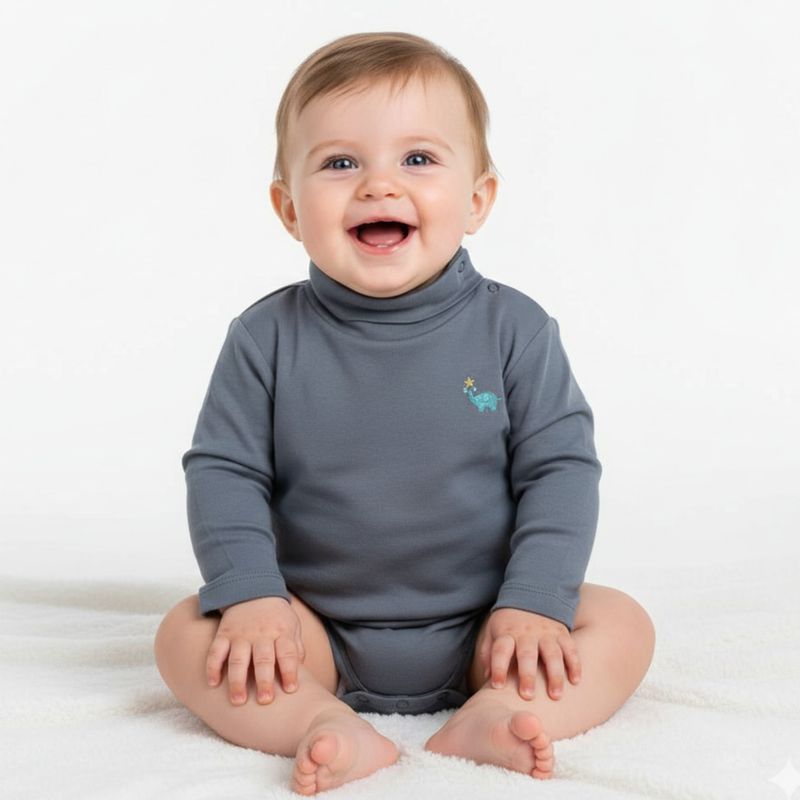 GENERICO - Body Cafarena Diseño Elefante Gris de Algodón Pima