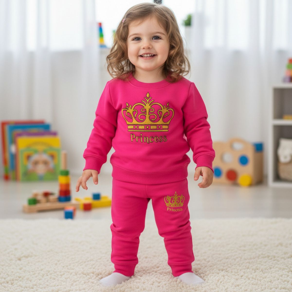 GENERICO - Conjunto Franela Princess Corona Fucsia