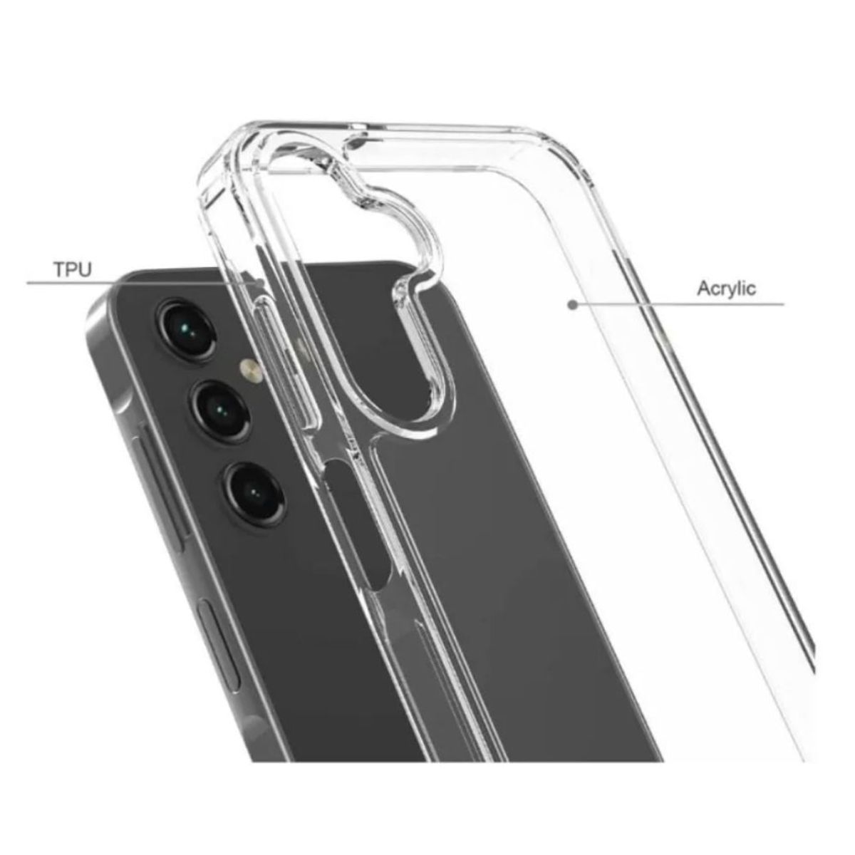 GENERICO - Pack Case Space transparente con mica para Samsung A15
