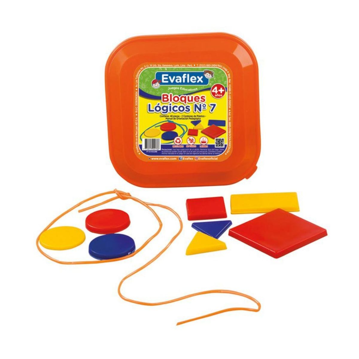 EVAFLEX - Bloques Lógicos N°7 Evaflex 48 piezas con Pasado Didáctico