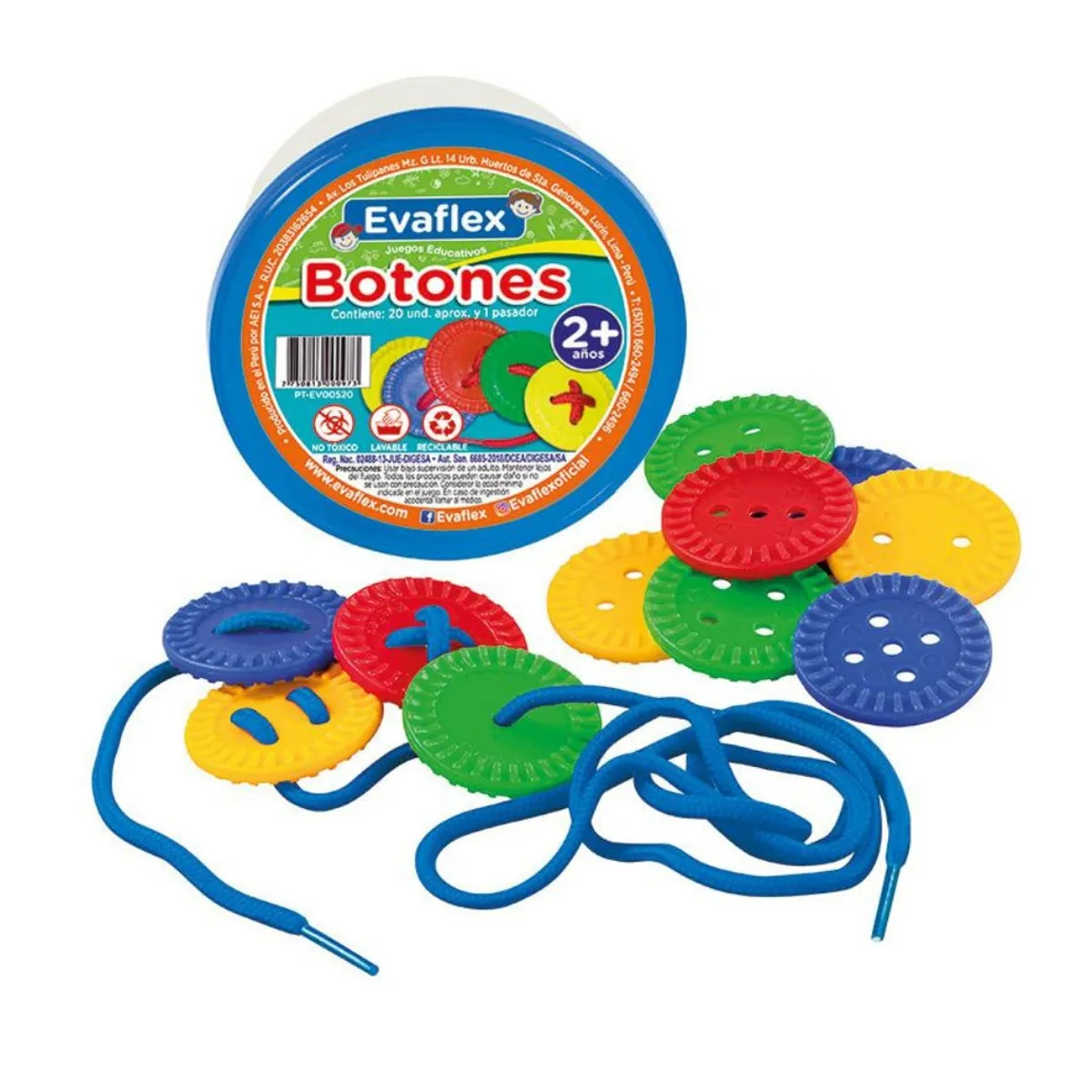 EVAFLEX - Enhebrado de Botones Evaflex con Pasado Juego Didáctico