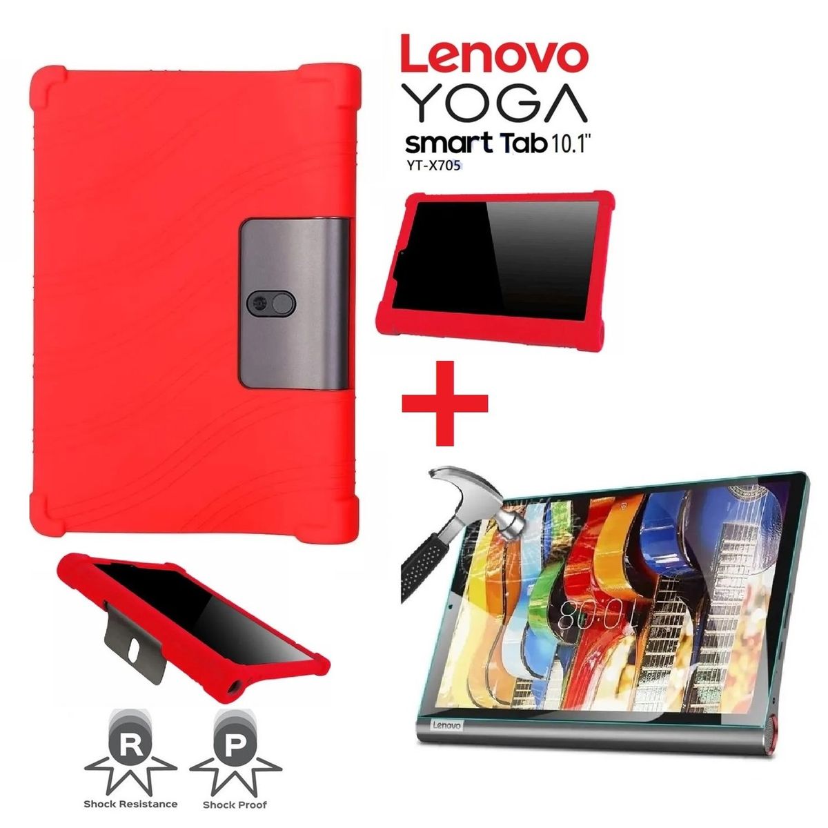 GENERICO - Funda Silicona + Mica Vidrio para Lenovo Yoga Smart Tab 10.1 YT-X705.