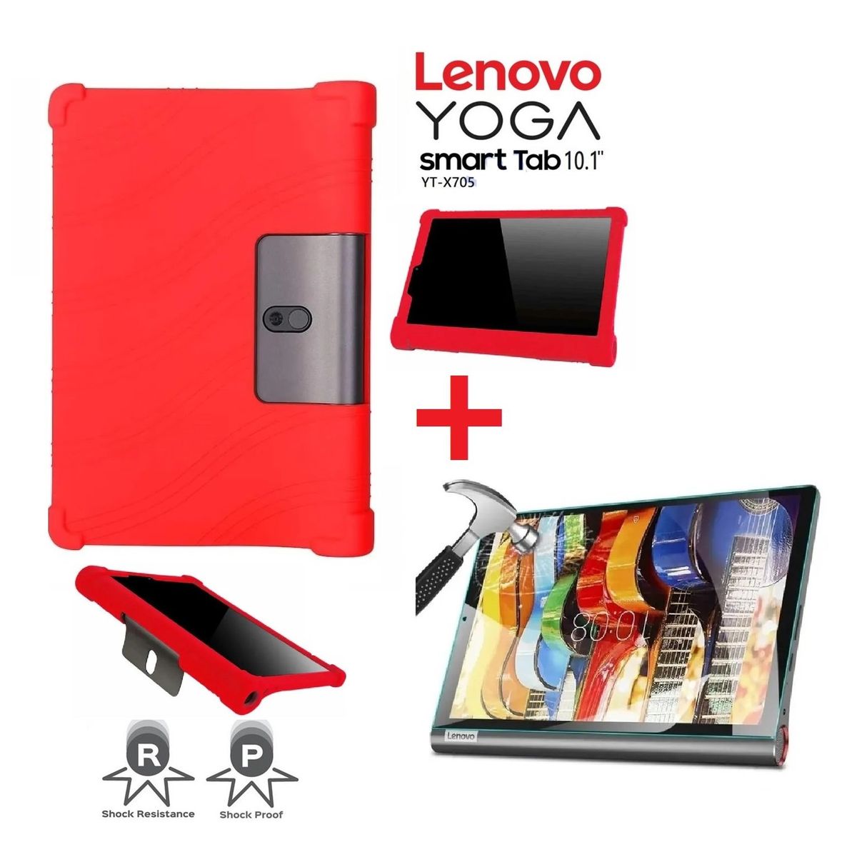 GENERICO - Funda Silicona + Mica Vidrio para Lenovo Yoga Smart Tab 10.1 YT-X705.