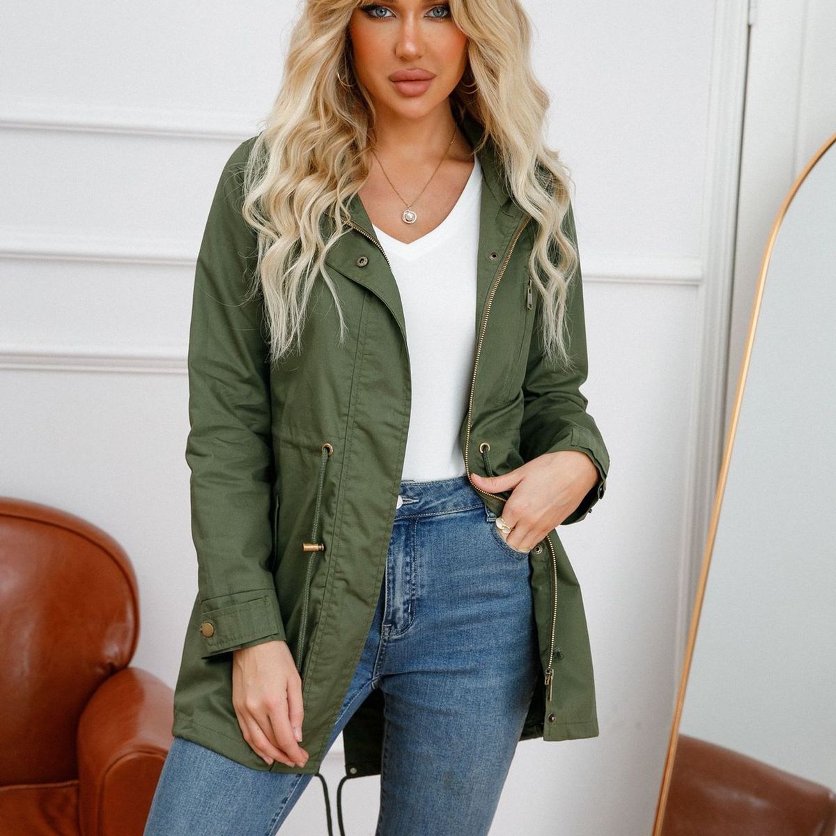 BLWOENS - Chaqueta para mujer F596-Verde