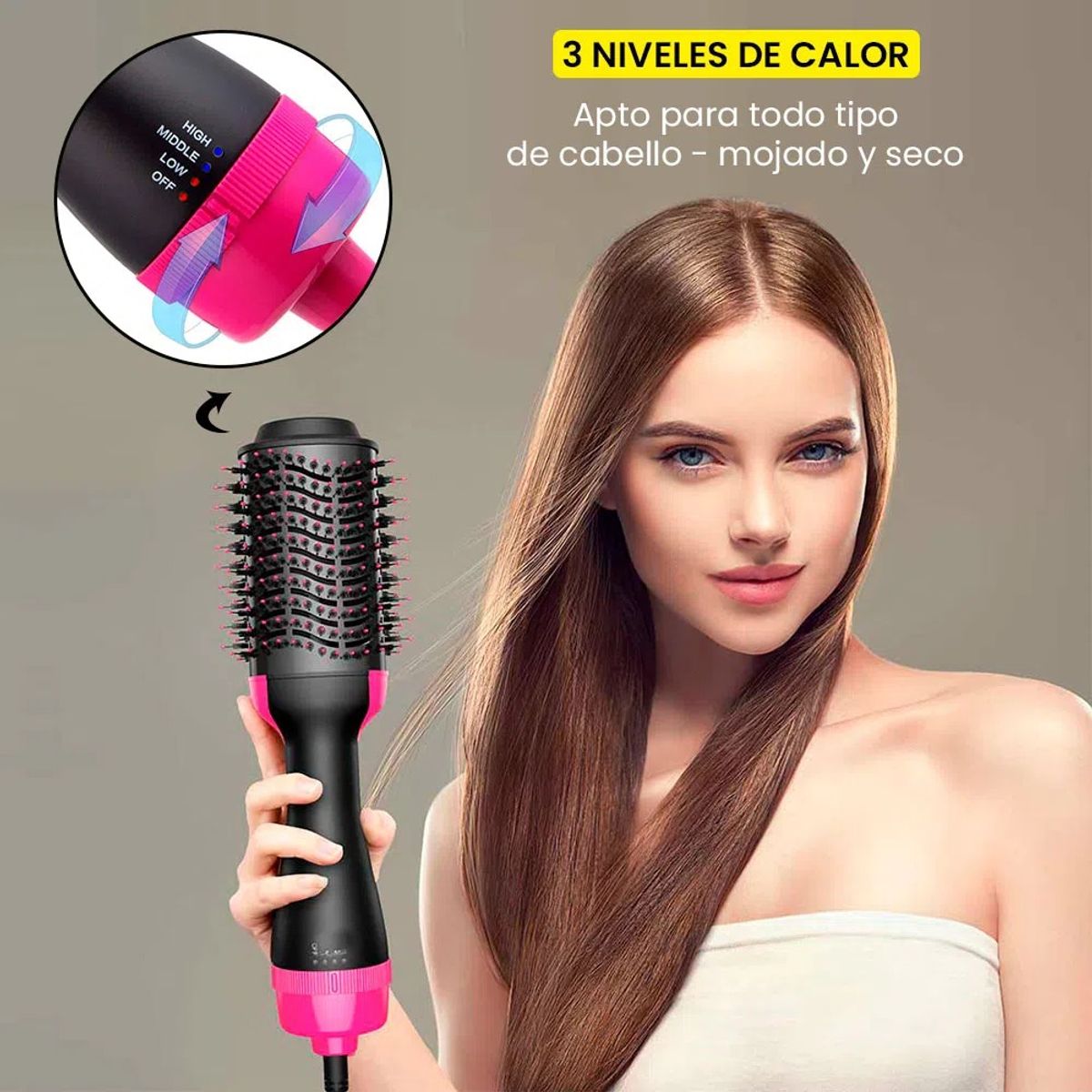 GENERICO - Peine Cepillo Secador 3 en 1