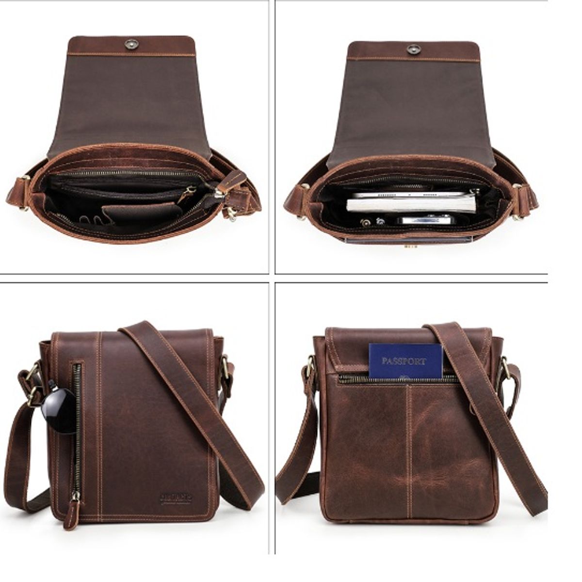 CONTACTS - Morral Mensajero de Hombro de Cuero Genuino Contacts MB176