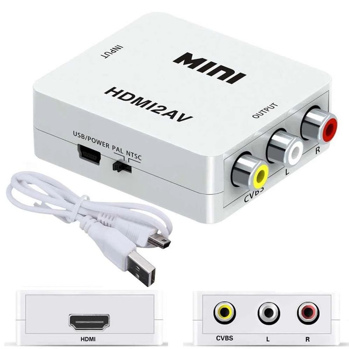 MINI - Convertidor Adaptador Video HDMI a RCA AV Full HD