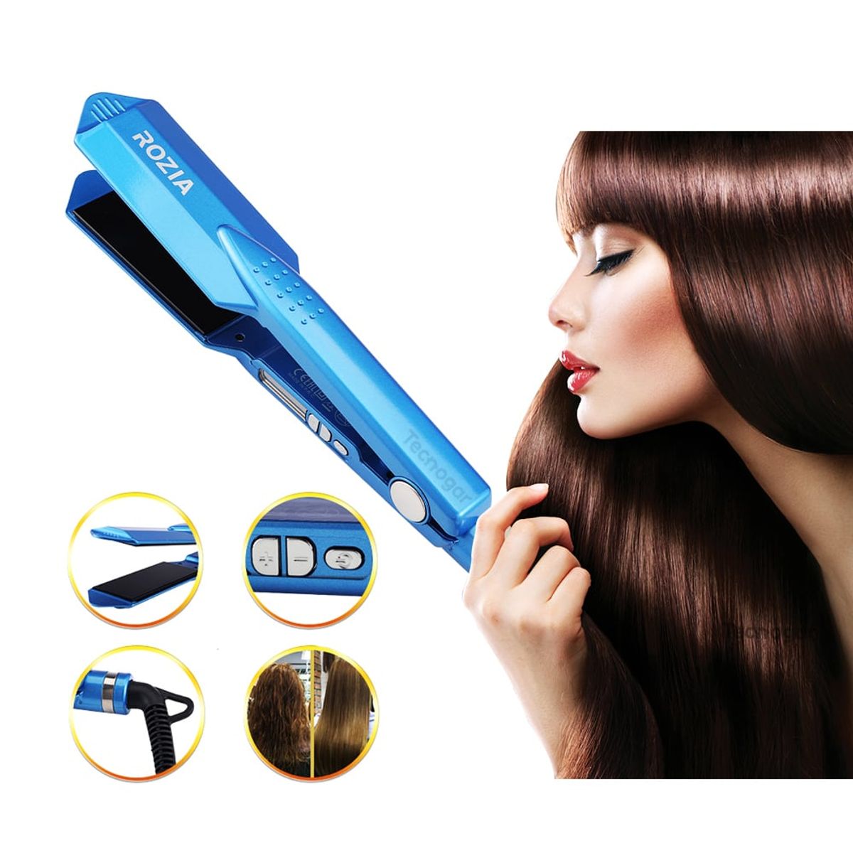 OEM - Plancha Profesional para Cabello Rozia con Pantalla Digital 470°