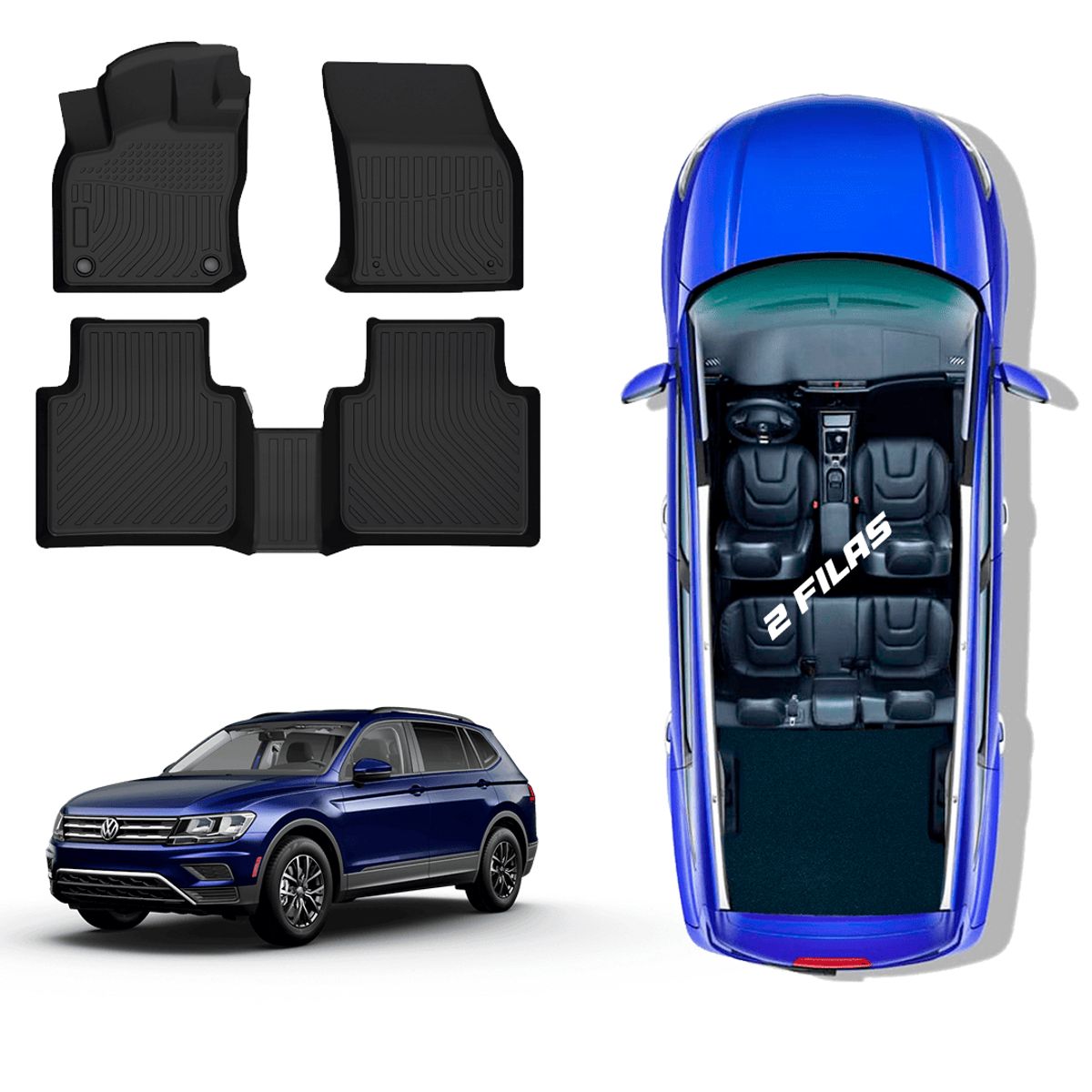 TECGO - PROTECTOR CUBRE PISO 5D TPE VOLKSWAGEN TIGUAN 2018-2022