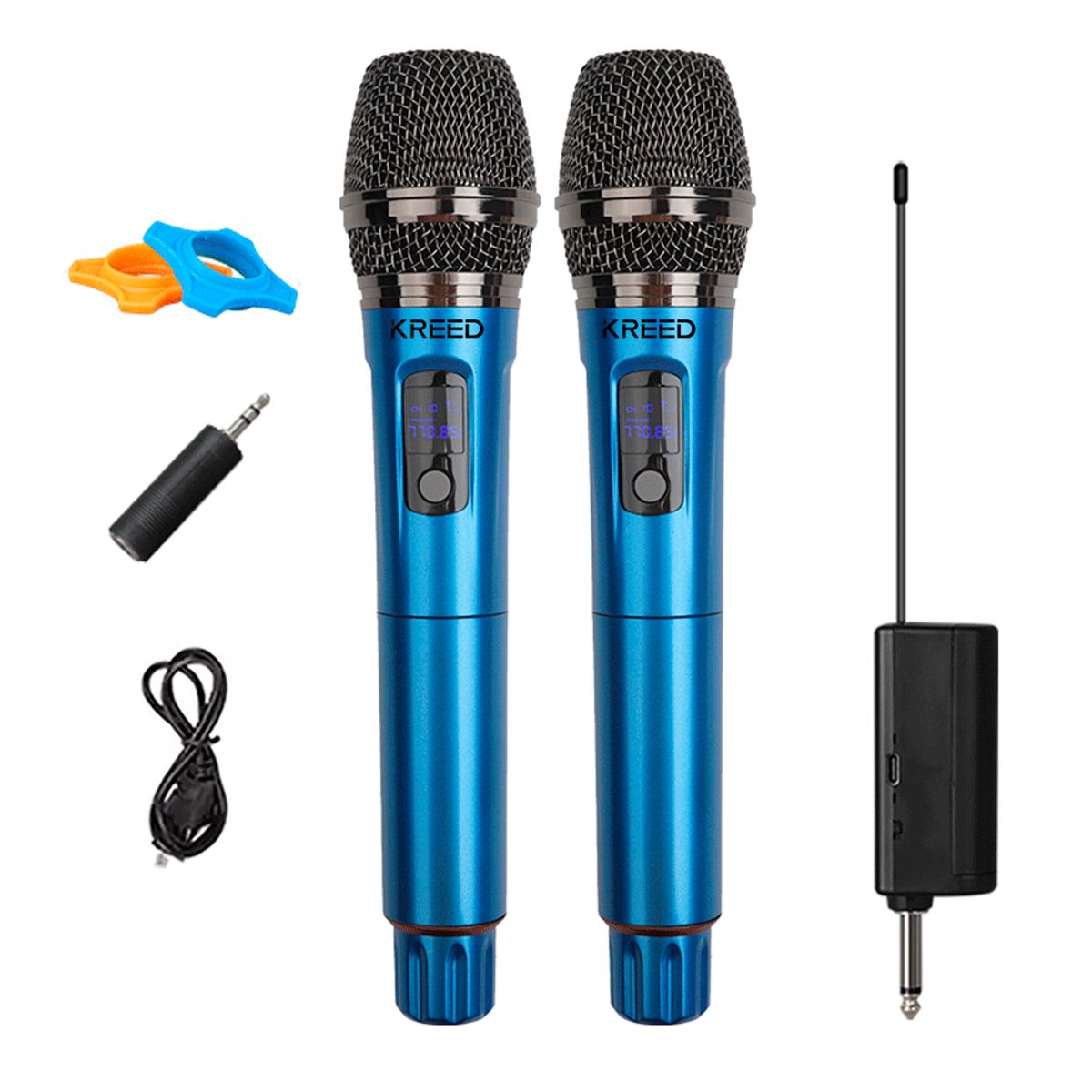 KREED - Micrófonos de mano Inalámbrico Recargable Dual G012 - Azul