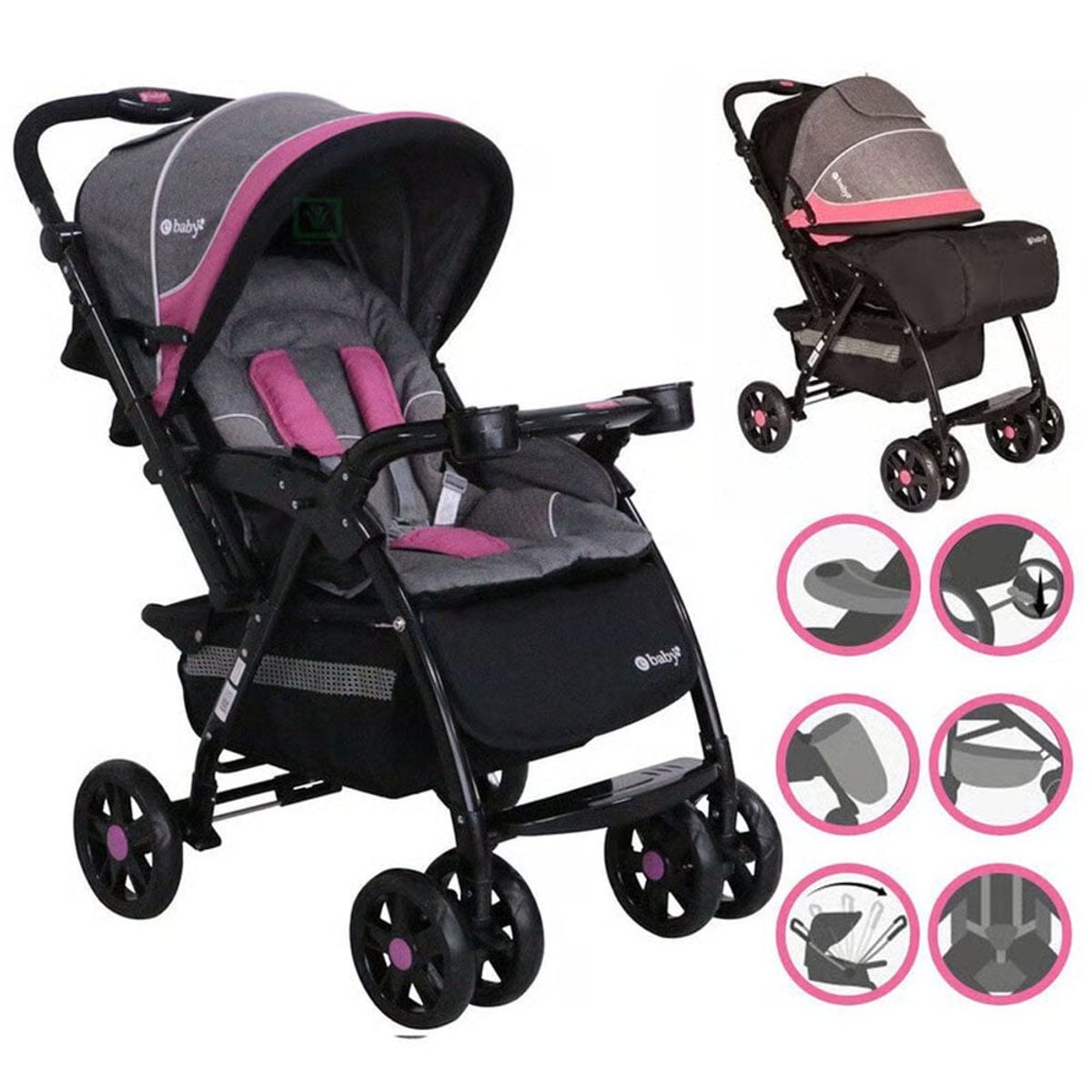 EBABY - Coche Cuna Yodie 1142-1 Pink