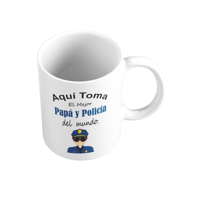 GENERICO - Taza Mug 11oz AQUI TOMA EL MEJOR PAPA Y POLICIA - BLANCO